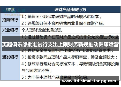 英超俱乐部批准试行支出上限财务新规推动健康运营 英超俱乐部批准试行支出上限财务新规推动健康运营