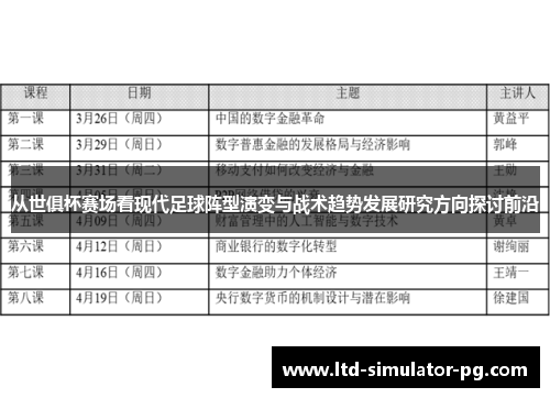 从世俱杯赛场看现代足球阵型演变与战术趋势发展研究方向探讨前沿